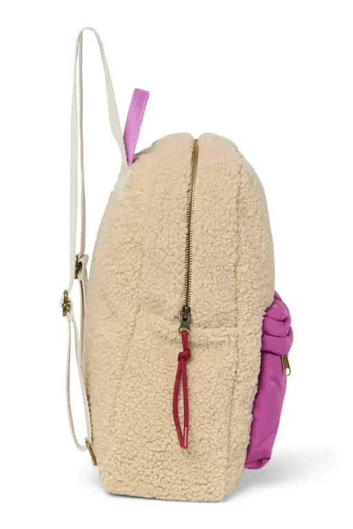 Studio Noos teddy midi backpack // ecru/purple