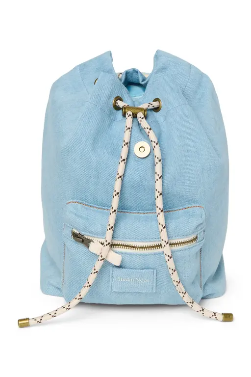 Studio Noos denim solid midi backpack drawstring // blue