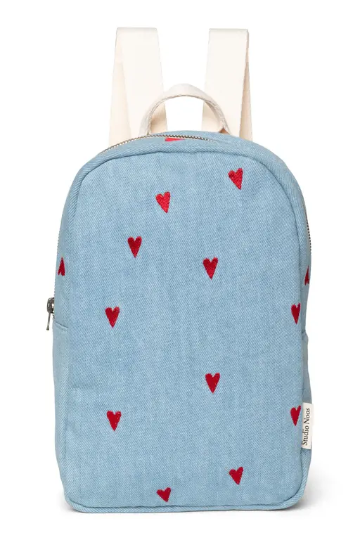 Studio Noos denim mini backpack // blue hearts