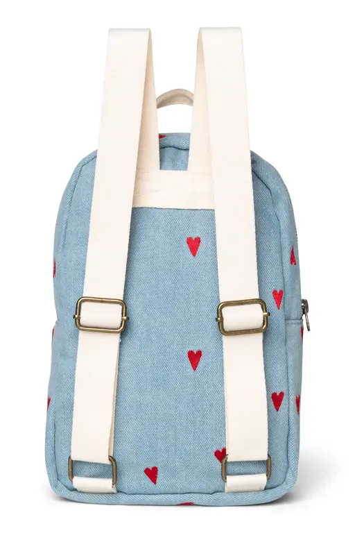 Studio Noos denim mini backpack // blue hearts
