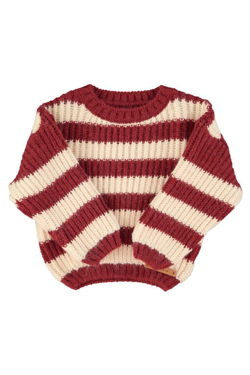 Piupiuchick knitted sweater // bordeaux & light pink stripes