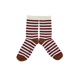 Piupiuchick socks // ecru & bordeaux stripes