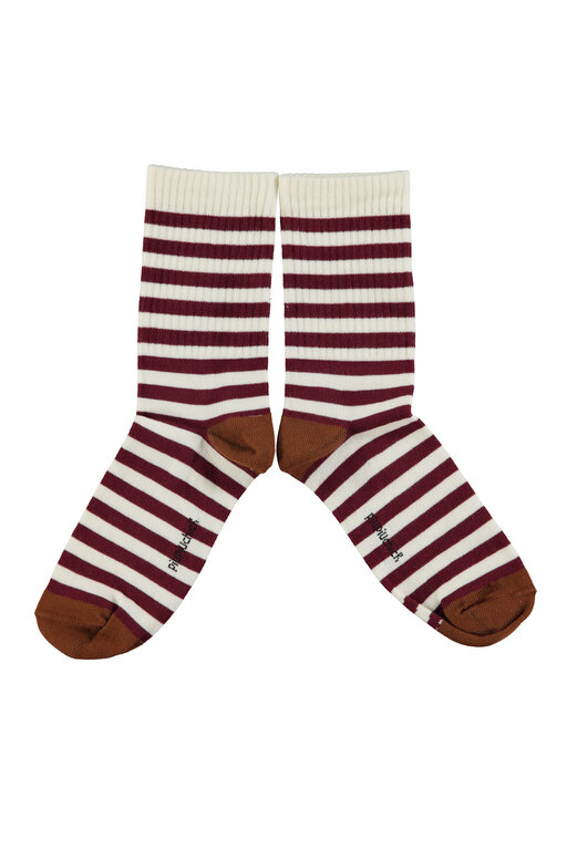 Piupiuchick socks // ecru & bordeaux stripes