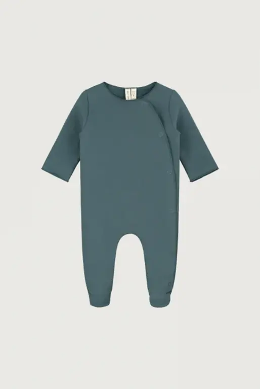 Gray Label newborn suit with snaps  //  blue grey