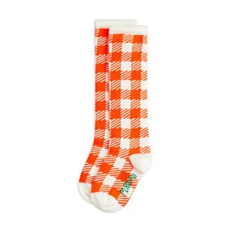 Mini Rodini gingham knee-high sock // red