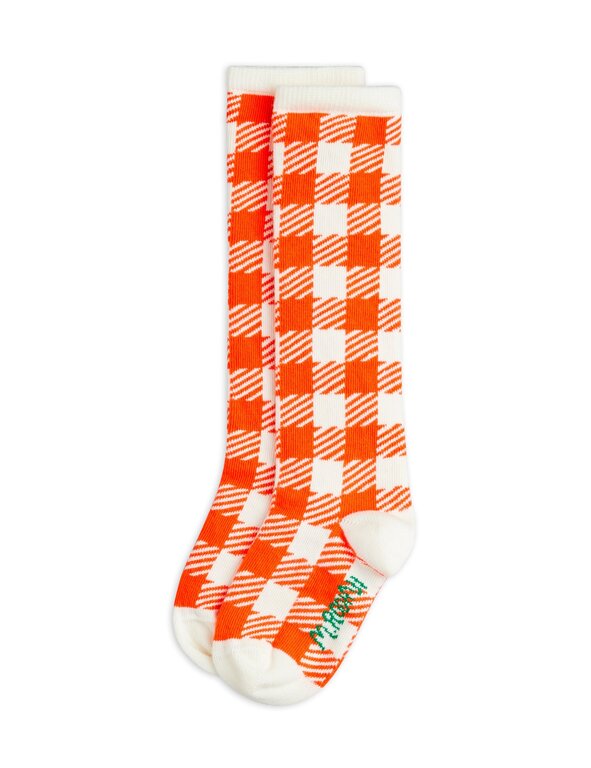 Mini Rodini gingham knee-high sock // red