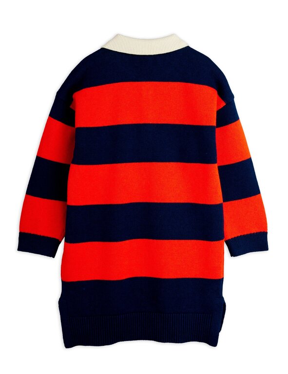 Mini Rodini clover emb knitted rugby ls dress // grey