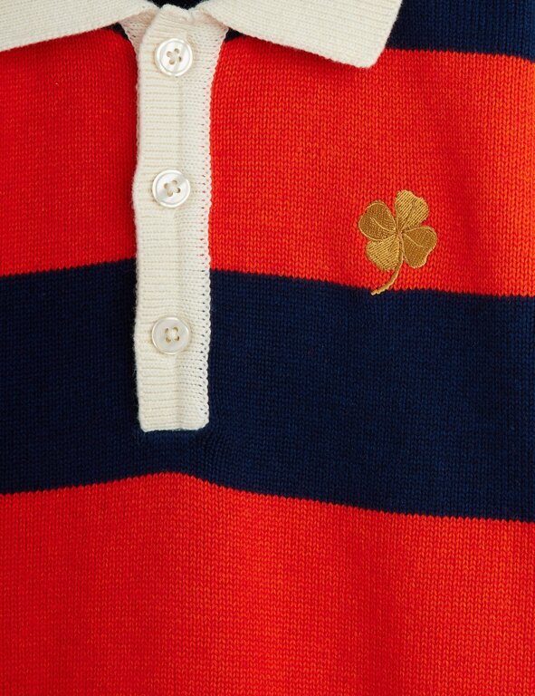 Mini Rodini clover emb knitted rugby ls dress // grey