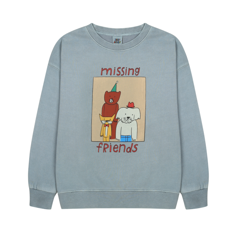 Jelly Mallow animal friends pigment sweatshirt // winter blue