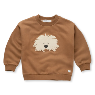 Sproet & sprout sweatshirt moustache dog // mocca