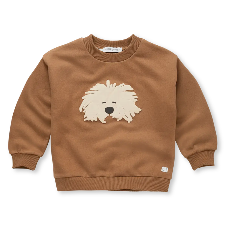 Sproet & sprout sweatshirt moustache dog // mocca