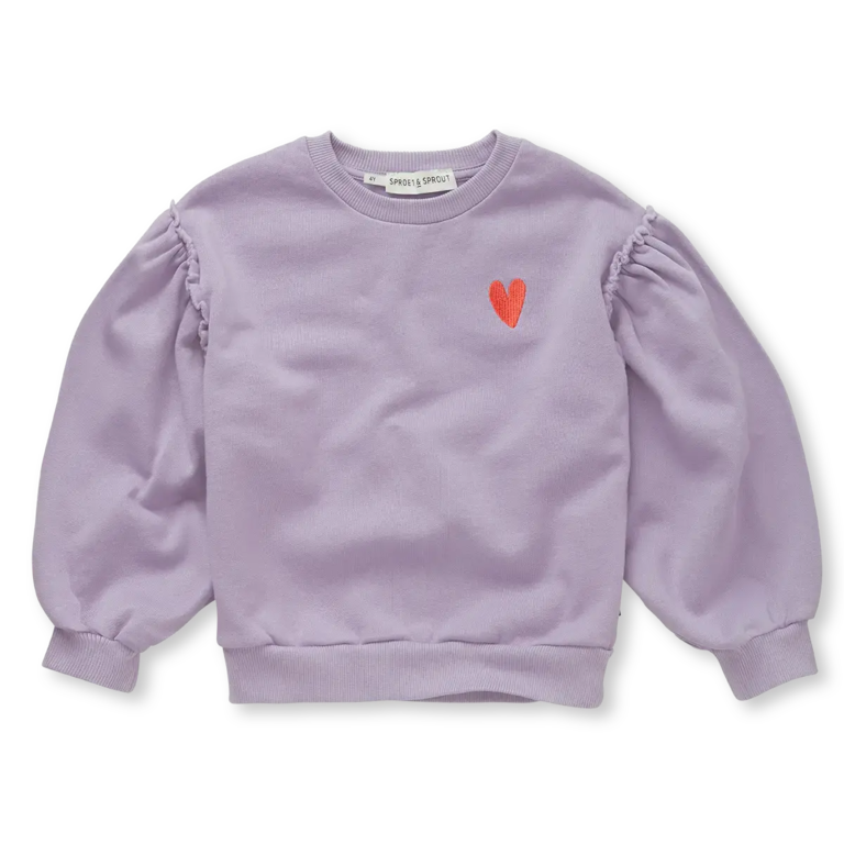 Sproet & sprout sweatshirt puff sleeves heart // lavender