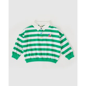Goldie & Ace wide stripe relaxed rugby sweat top // forest cloud