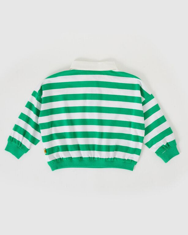 Goldie & Ace wide stripe relaxed rugby sweat top // forest cloud