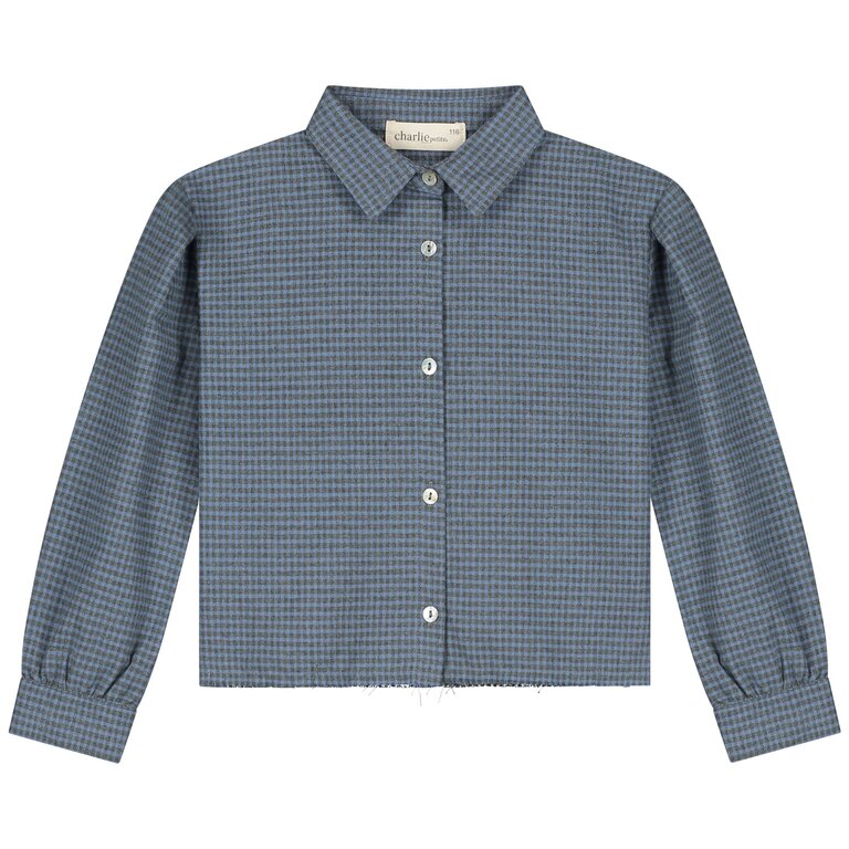 Charlie Petite niki blouse // blue/grey checkered