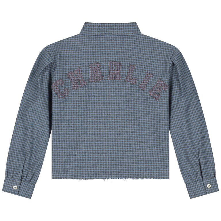 Charlie Petite niki blouse // blue/grey checkered