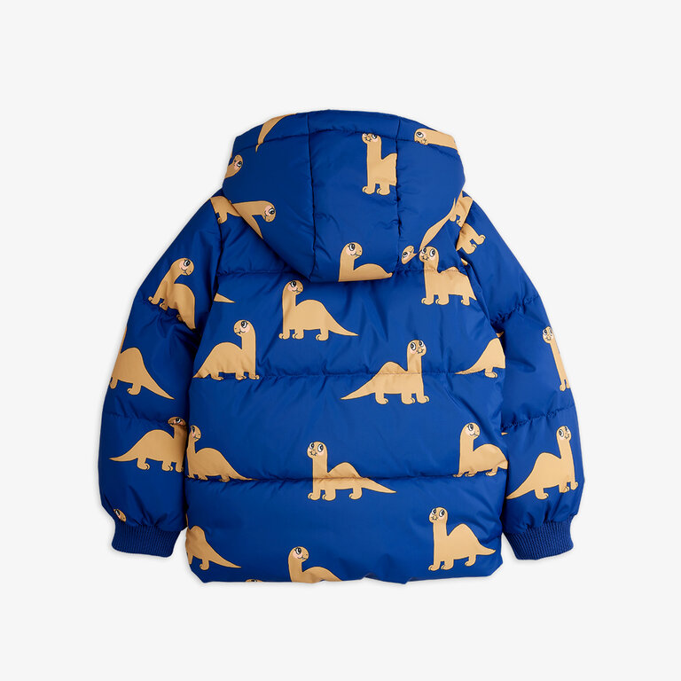 Mini Rodini dinos aop hooded puffer // blue