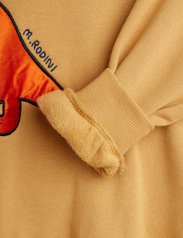 Mini Rodini dino application red sweatshirt // mustard