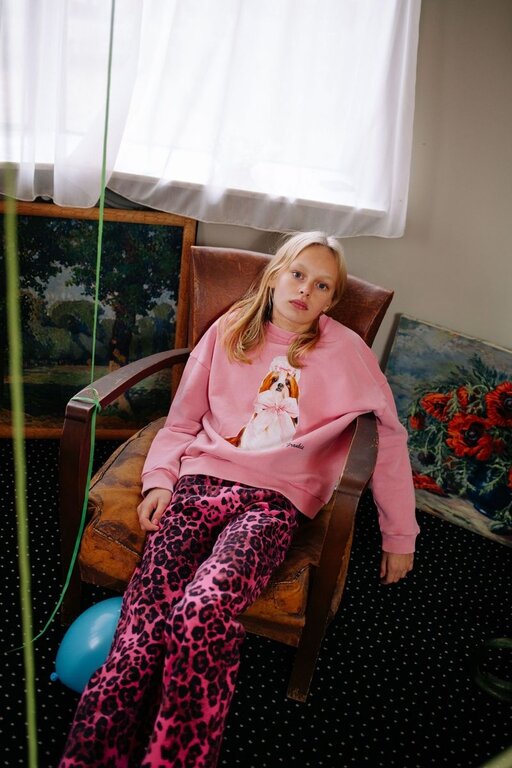 Call me Frankie fluffy dog sweater // pink