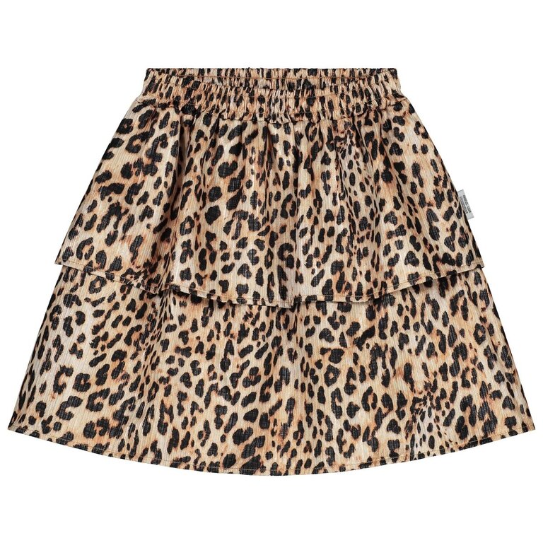 Call me Frankie leopard ruffle skirt // beige