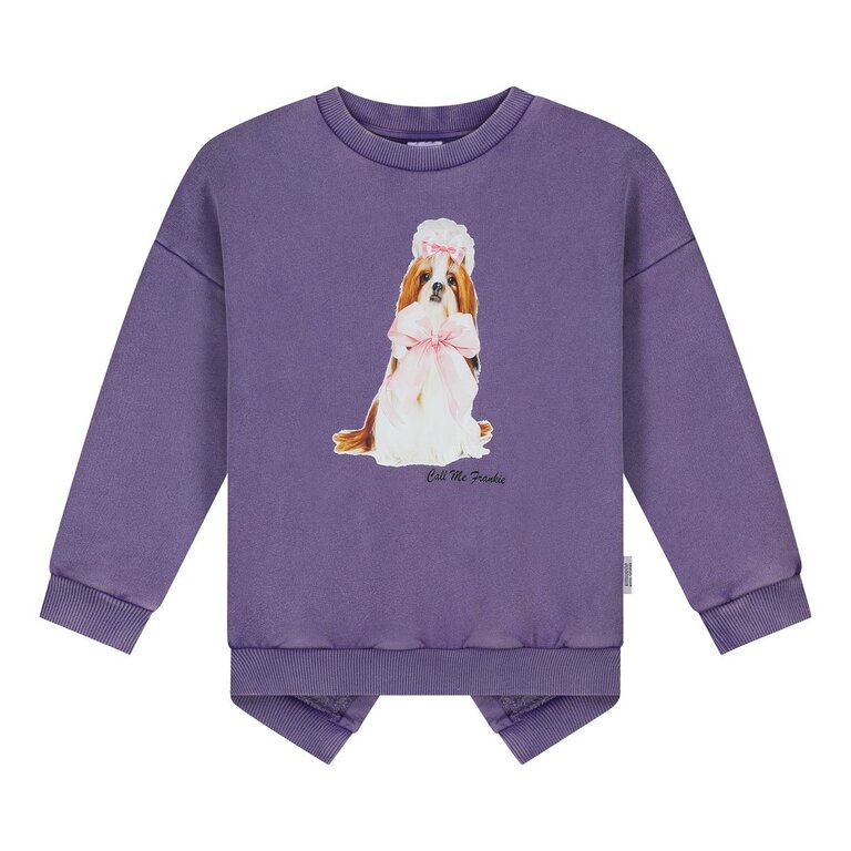 Call me Frankie fluffy dog sweater // purple