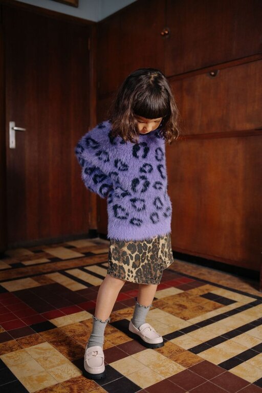 Call me Frankie leopard fluffy sweater // purple