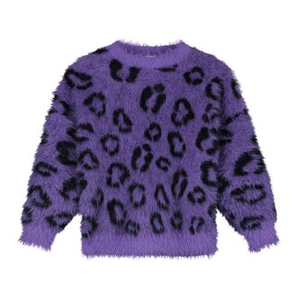 Call me Frankie leopard fluffy sweater // purple
