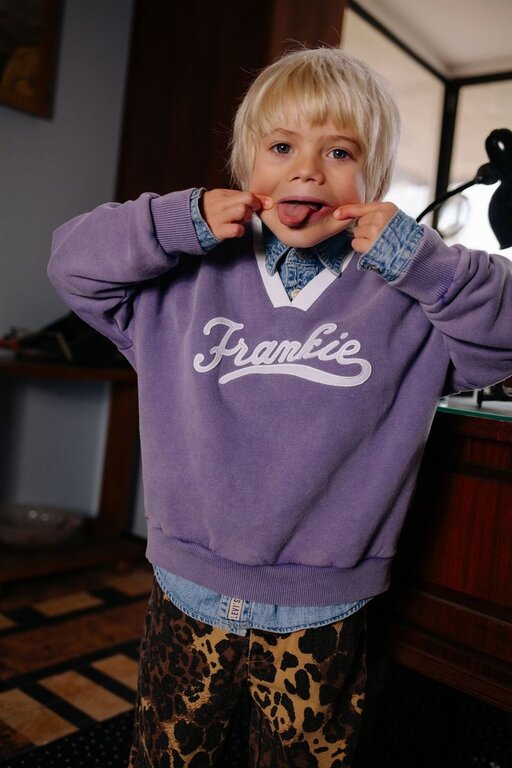 Call me Frankie baseball sweater // purple