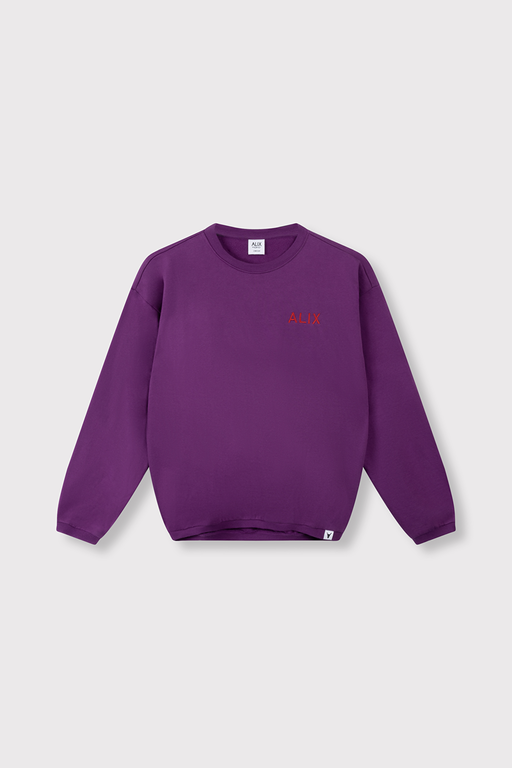 Alix the label bull sleeve sweater // purple magic