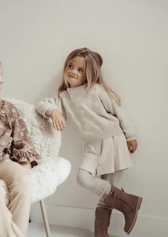 Two You Label knitted flower jumper // oat