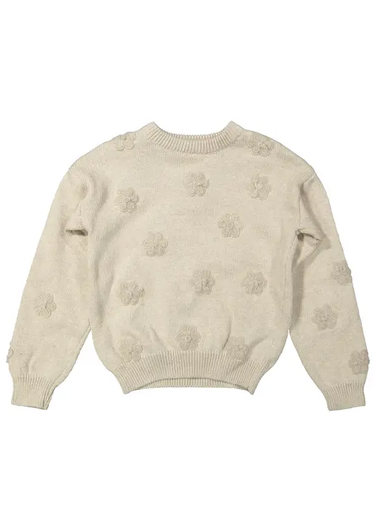 Two You Label knitted flower jumper // oat