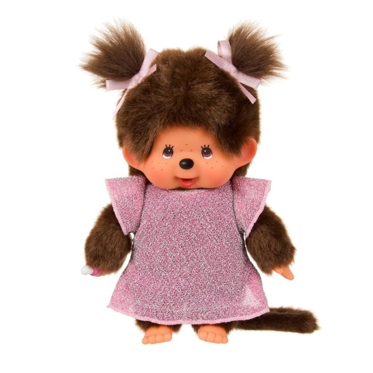 Monchhichi meisje 20cm // roze glitterjurk