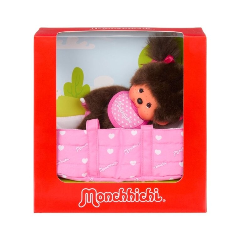 Monchhichi in draagmand // 20cm