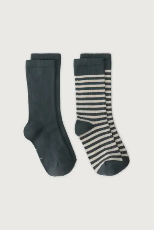 Gray Label ribbed socks // blue grey/cream