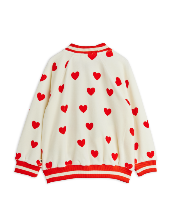 Mini Rodini hearts aop velour baseball cardigan // white