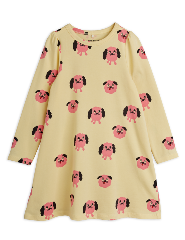 Mini Rodini doggies aop ls dress // yellow