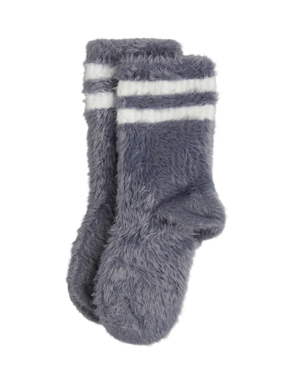 Mini Rodini stripe fluffy socks // grey