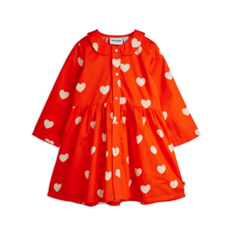 Mini Rodini hearts aop woven ls dress // red