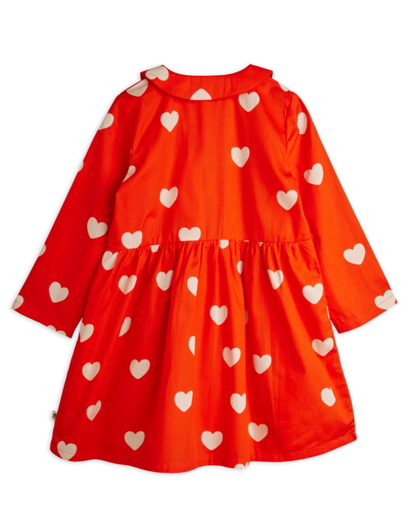 Mini Rodini hearts aop woven ls dress // red