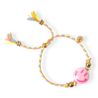LOVEissue bracelet // happy smiley bright pink/yellow