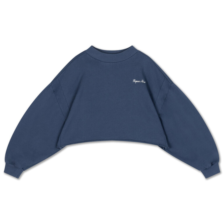 Repose Ams crop heart sweater // deep sea blue