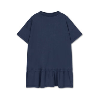 Repose Ams bottom hem ruffle dress // midnight teal