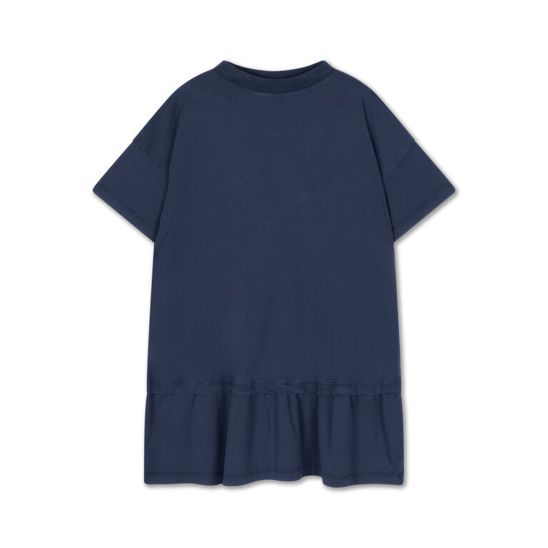 Repose Ams bottom hem ruffle dress // midnight teal