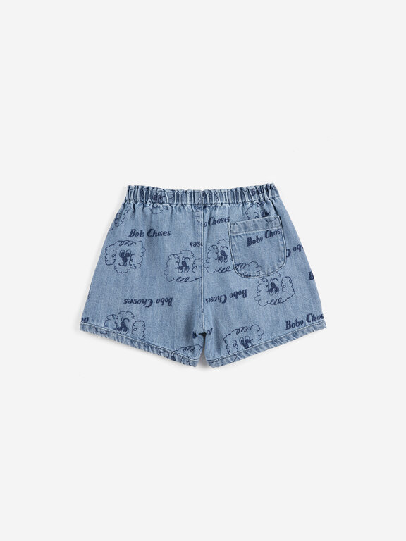 Bobo Choses pickles the dog all over denim short // baby