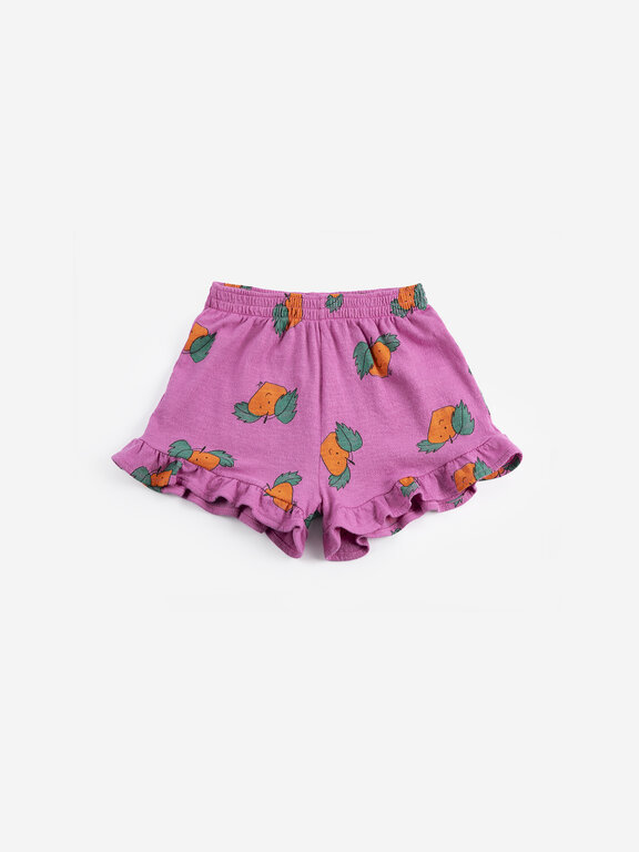 Bobo Choses Tangerine all over ruffled shorts // kids