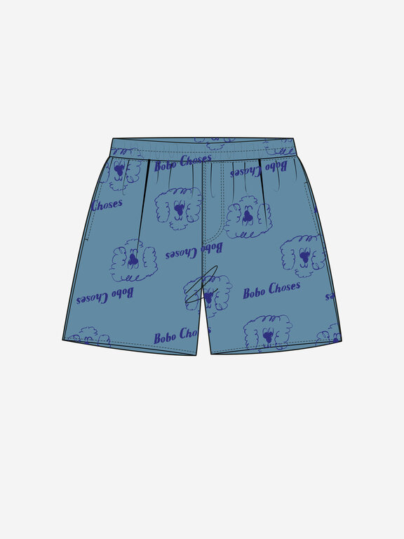 Bobo Choses pickles the dog all over denim short // kids