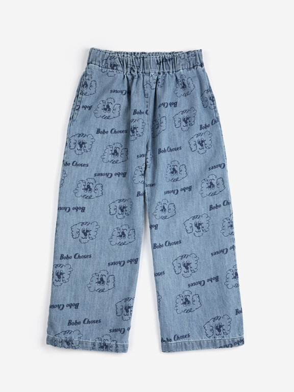 Bobo Choses pickles the dog all over light denim pants // kids
