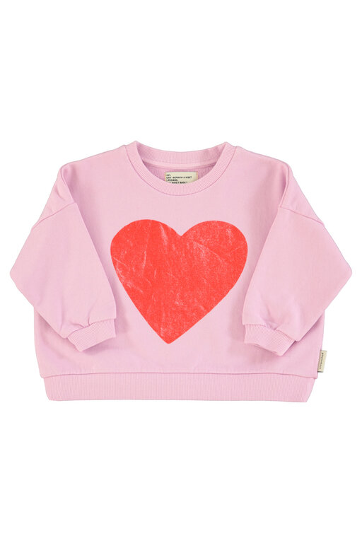 Piupiuchick sweatshirt // lilac with red heart print