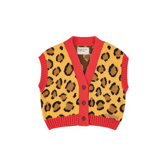 Piupiuchick knitted waistcoat // mustard animal print