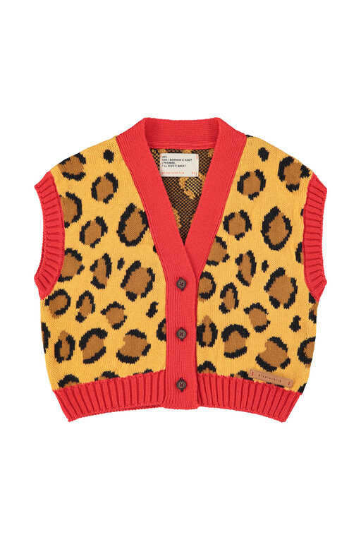 Piupiuchick knitted waistcoat // mustard animal print